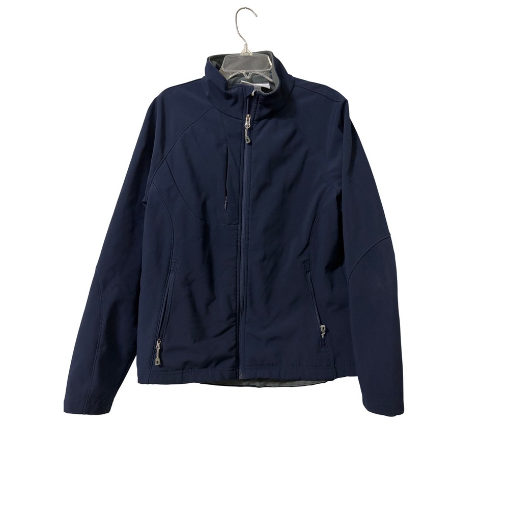 Blue Sky Scrubs Softshell Jacket Navy Blue‎ Full Zip Fleece Lined Womens Medium